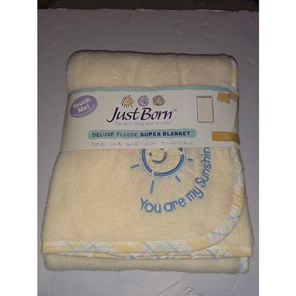 Vintage Just Born Deluxe Fleece Blanket NEW You are My Sunshine Deadstock - Picture 1 of 2